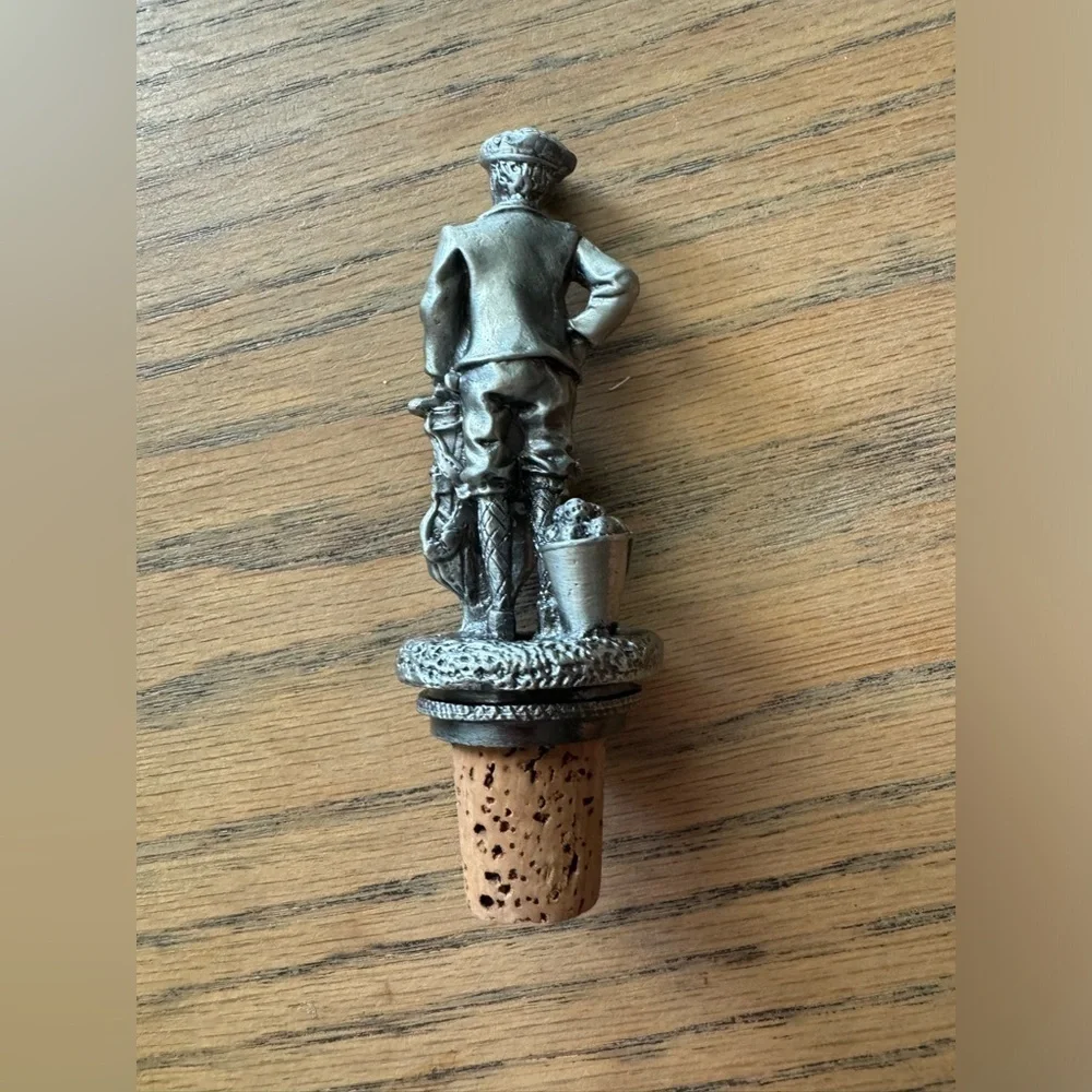 Vintage‎ Pewter silver bottle stopper wine cork bar accessories golf